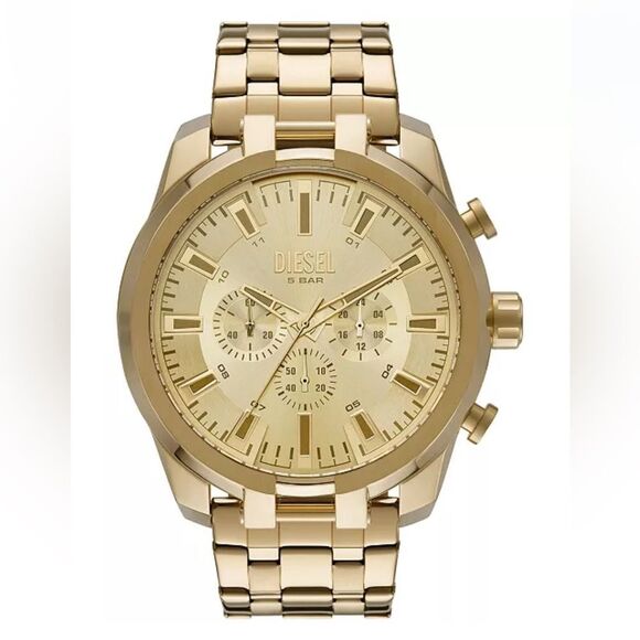 Diesel Men's Chronograph Split Gold-Tone Stainless Steel Bracelet Watch 51mm NEW - Picture 1 of 11